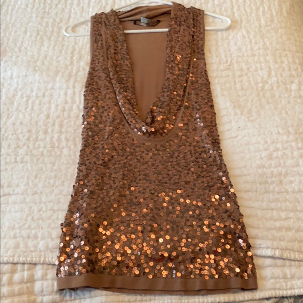 Bronze BCBG sparkle deep v tank